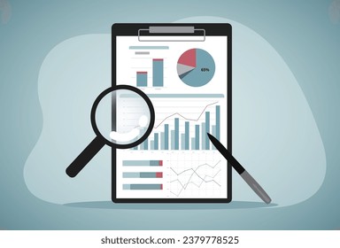 Statistical and Data analysis for business finance investment concept.Growth graph of earning with marketing strategy.Financial statement