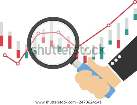 Statistical and Data analysis for business finance investment concept.Growth graph of earning with digital marketing strategy.

