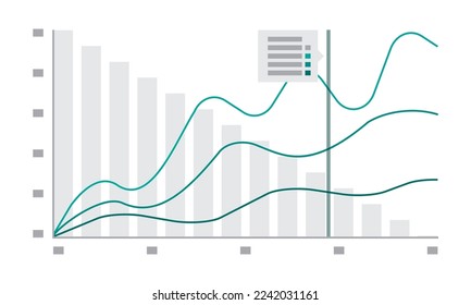 Statistical and Data analysis for business infographic template diagram statistics bars, line graphs and charts finance report. chart graph data, Information concept Vector illustration