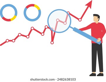Statistical data analysis for finance, business and marketing, Business using financial analytics - flat design vector illustration