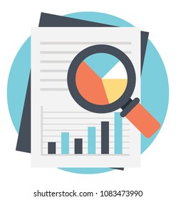 
Statistical data analysis or financial data analysis flat vector icon
