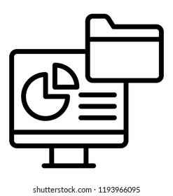A statistical graph on computer screen with the emerging folder from it depicting computer folder 