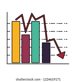 statistical graphics in bars with arrow down