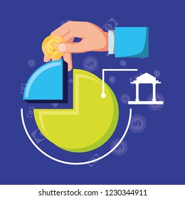 statistical graphics with set icons economy finance