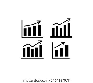 statistical growth chart diagram icons black white illustration vector design collections template set isolated