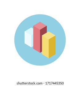 Statistical icon. Symbol of a 3d bar graph.