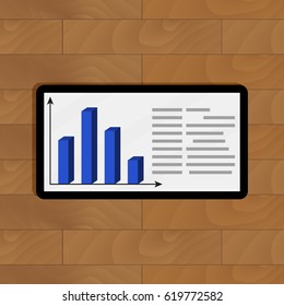 Statistical infochart on tablet. Info data on digital device, vector illustration