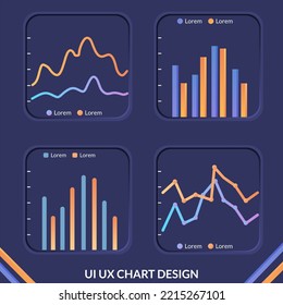 Statistical infographic elements, charts, graphs, UI, UX. Info chart elements. data analytics. Modern dashboard. Finance, web, mobile apps. interface