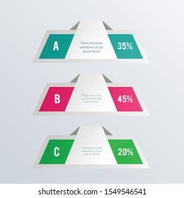Statistical list infographic template design. Business concept infograph with 3 options, steps or processes. Vector visualization can be used for workflow layout, diagram, annual report, web