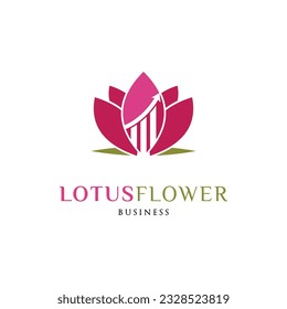 Statistical Lotus Flower Icon Logo Design Template
