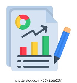 Icono de informe estadístico Ilustración vectorial de estilo plano