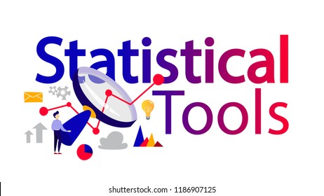 Statistical tools for data research and analysis concept. Business development and finance analytics. Vector flat illustration