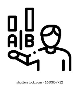 Statistician Assistant Man Icon Thin Line Vector. Human Manager Analytic Worker Silhouette Compare Graphs Concept Linear Pictogram. Monochrome Outline Sign Isolated Contour Symbol Illustration