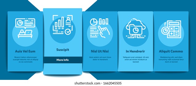 Vector de pantalla de la página de aplicación móvil de asistente estadístico en el embarque. Archivo De Documentos E Investigación Estadístico, Sitio Web En Pantalla Informática Y Pictogramas Lineales De Almacenamiento En Nube. Ilustraciones de contorno de color