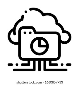 Statistician Cloud Storage Icon Thin Line Vector. Statistician Diagram Folder, Internet Cloudy Storaging Concept Linear Pictogram. Monochrome Outline Sign Isolated Contour Symbol Illustration