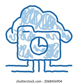 Statistician Cloud Storage sketch icon vector. Hand drawn blue doodle line art Statistician Diagram Folder, Internet Cloudy Storaging sign. isolated symbol illustration