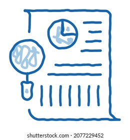 Statistician File Research sketch icon vector. Hand drawn blue doodle line art Statistician Document With Infographic And Magnifier Glass sign. isolated symbol illustration