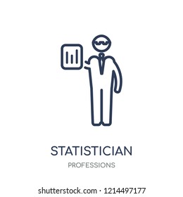 Statistician icon. Statistician linear symbol design from Professions collection. Simple outline element vector illustration on white background.
