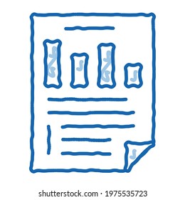 Statistician Report Document sketch icon vector. Hand drawn blue doodle line art Statistician Paper Page File With Analytics Graphic And Text sign. isolated symbol illustration