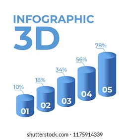 Statistics 3d graph bar chart. Infographic steps and options. Chart and graph presentation