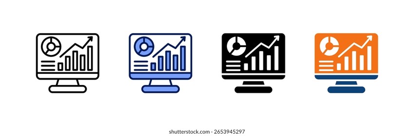 Statistics All In One Icon Multi Styles Vector Set