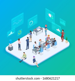 Statistics Analyse Data Information isometric flat design vector illustration