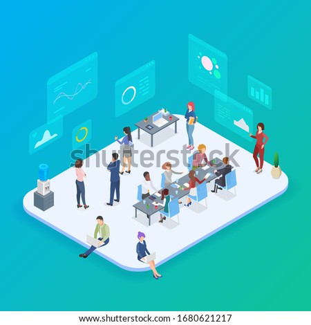 Statistics Analyse Data Information isometric flat design vector illustration