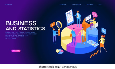 Statistics and analysis in business. The concept of financial management. Activities to study the structure of the market, market prices and their trends..3d isometric illustration