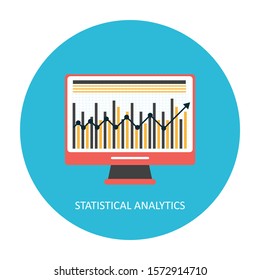 Statistics and Analysis. Analysis Finance Graph Financial Business Chart Flat Vector