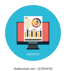 Statistics and Analysis. Analysis Finance Graph Financial Business Chart Flat Vector