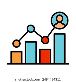 Icono de línea de análisis de estadísticas. Gráfico, datos, gráfico, análisis, estadísticas, información, informe, análisis, tendencias, investigación, insights, rendimiento, métricas, visualización, resumen, evaluación, resultados