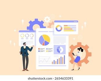 Statistiken für Analyse, Marketing-Forschung, Datenanalyse, Business-Marketing-Teams analysieren Grafiken und Diagramme.
