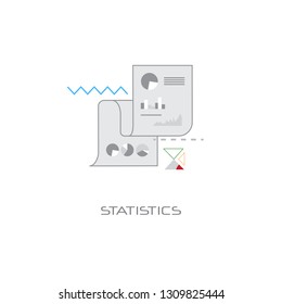 statistics analysis results document concept financial graph diagram data banner white background flat