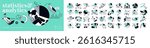 Statistics and analytics. Set of people vector illustrations of business analysis, market research, data analytics, statistics, planning, business and financial report, marketing and presentation.