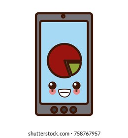 Statistics app smartphone kawaii cute cartoon