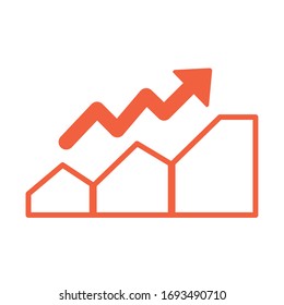 Statistiken mit Pfeil-nach-oben-Infografik-Vektorillustration-Design