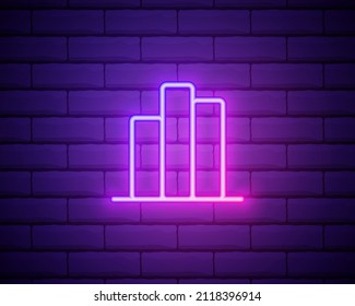 statistics up arrow neon icon. Elements of online and web set. Simple icon for websites, web design, mobile app, info graphics isolated on brick wall.