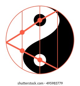 Statistics balance of yin yang. Analytics and static, statistics concept. Vector illustration