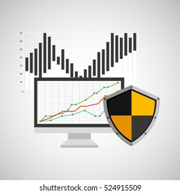 statistics banking safe shield protection vector illustration eps 10