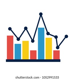 statistics bar graph pointed line design