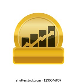 statistics bars with arrow up