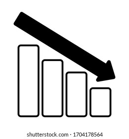 Statistics bars with arrow down line icon vector illustration.