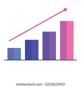 statistics bars with arrow icon