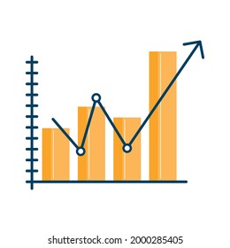 barras de estadísticas con icono de infografía de flecha