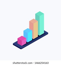 Statistics Bars Isometric Color Icon