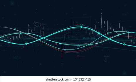 Statistics big data analytics indicators, business strategy digital graph indicating progress for financial presentation