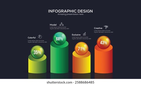 Statistics business 3d graph bar chart. Vector infographic with steps and options. Chart and graph, web data report and presentation illustration