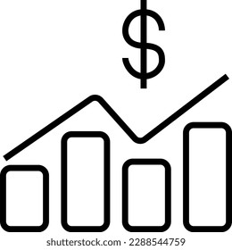 Statistics Business icon with black outline style. chart, data, diagram, report, finance, information, analysis. Vector illustration