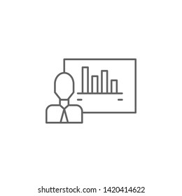 Statistics, businessman, presentation icon. Element of teamwork icon. Thin line icon for website design and development, app development. Premium icon
