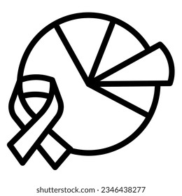 Statistics of cancer diseases line icon, World cancer day concept, risk of cancer sign on white background, Chart and tape icon in outline for mobile web design. Vector graphics.
